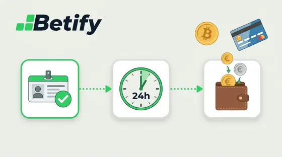 Étapes d'un retrait Betify : vérification, traitement sous 24 h, réception des fonds